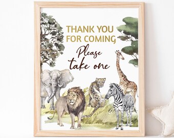 Thank you for coming sign, Safari baby shower decorations, Jungle animals party printables, Jungle party signs, Safari Table sign - 35I