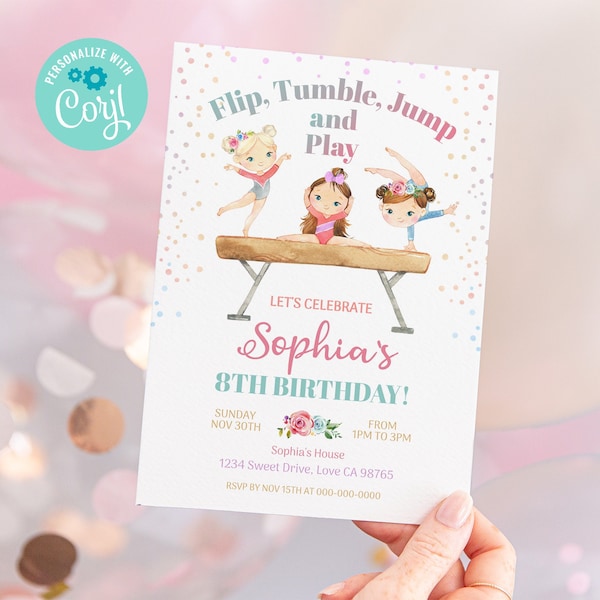 Gymnastic Party Editable Invitation - Etsy