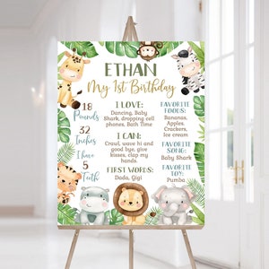 Safari Milestone Poster, Wild One milestone board, Safari 1st birthday decorations, Jungle first birthday sign, Instant download - 35E