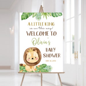 Lion welcome sign baby shower, Instant Download, Editable Jungle Baby Shower Decorations, Safari Welcome Sign, Lion Baby Shower - 35E