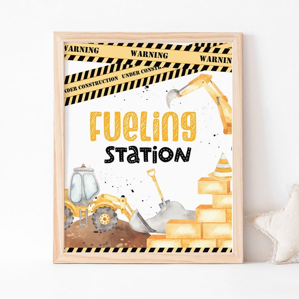 Construction party sign, Fueling Station Sign, Construction table sign printable, Construction Birthday decorations, Instant Donwload - 07A