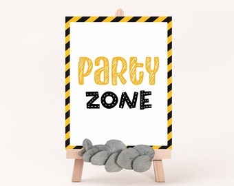 Construction party sign, Party Zone Sign, Dump truck party decor, Construction table sign printable, Construction Birthday decorations - 07A