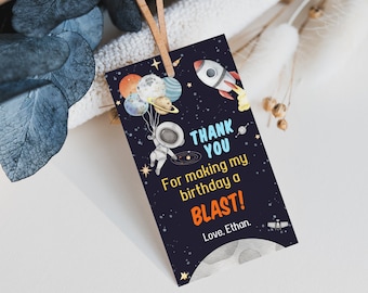 Outer Space Thank You Tags, Editable Space favor Tags, Space Birthday Decorations, Astronaut Party Printable Labels, Galaxy Gifts Tags - 39C