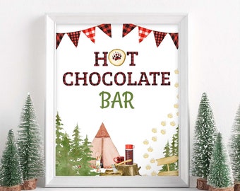 Hot Chocolate Bar sign, Lumberjack Birthday Sign, Lumberjack Party Decor, Buffalo Plaid Birthday, Boy baby shower decoration, Hot cocoa- 19A