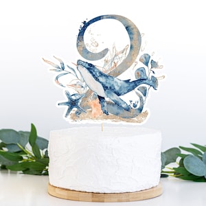 Whale Cake Topper 2, Under the Sea cake topper, Ocean Centerpiece, Under the Sea 2nd birthday Party Decor, Sea table decorations - 44C