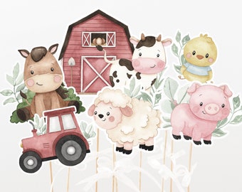 Geburtstags-Party-Tischdekoration, Kuchentopper, Babyparty-Dekoration, Party-Dekoration, Party-Dekoration, Barnyard Bash Mittelstücke - 11i