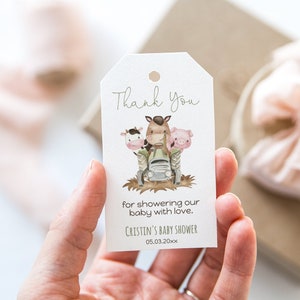 Farm Thank you Tags, Farm animals baby shower printables, Tractor baby shower decorations - 11E