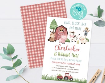 Barnyard bash birthday invitation, Farm animals party invitations, EDITABLE Farm birthday Invite, Boy birthday party printables - 11A