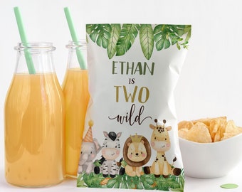 Safari Animal Chip Can Wrapper, Jungle Party Snack Label, Instant Download, Editable Printable 1.3 Oz Custom Wrap, Kids Birthday Decor-SAF