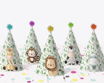 Safari Party Hat, Safari Birthday Decorations Boy, Printable Kids