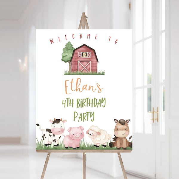 Farm Welcome Sign, Instant download, Farm birthday decorations, Boy birthday party decor, Barnyard party printables - 11A