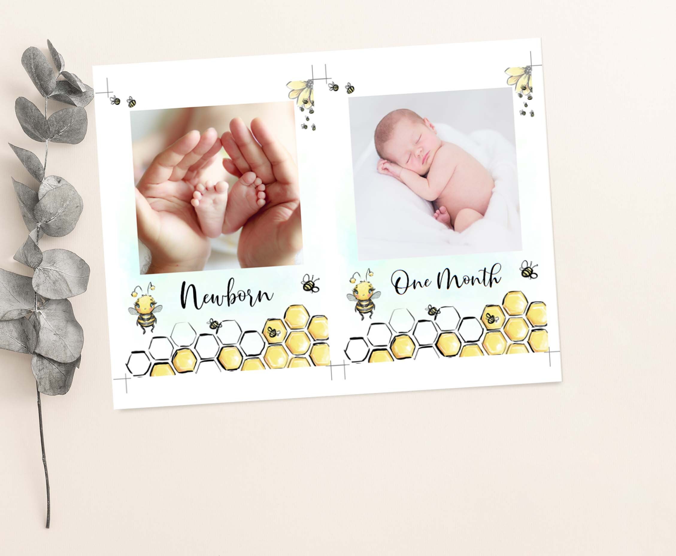 Bee Monthly Photo Banner, Babys First Year Photos, Milestone Banner ...