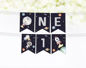 Space One Banner Astronaut 1st Birthday High Chair Banner Etsy 日本