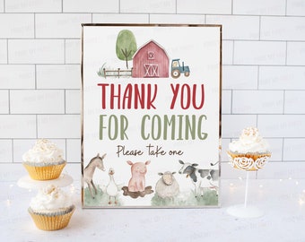 Thank you for coming sign, Farm birthday decorations, Farm animals baby shower decorations, Farm party printables, Barnyard party sign - 11B