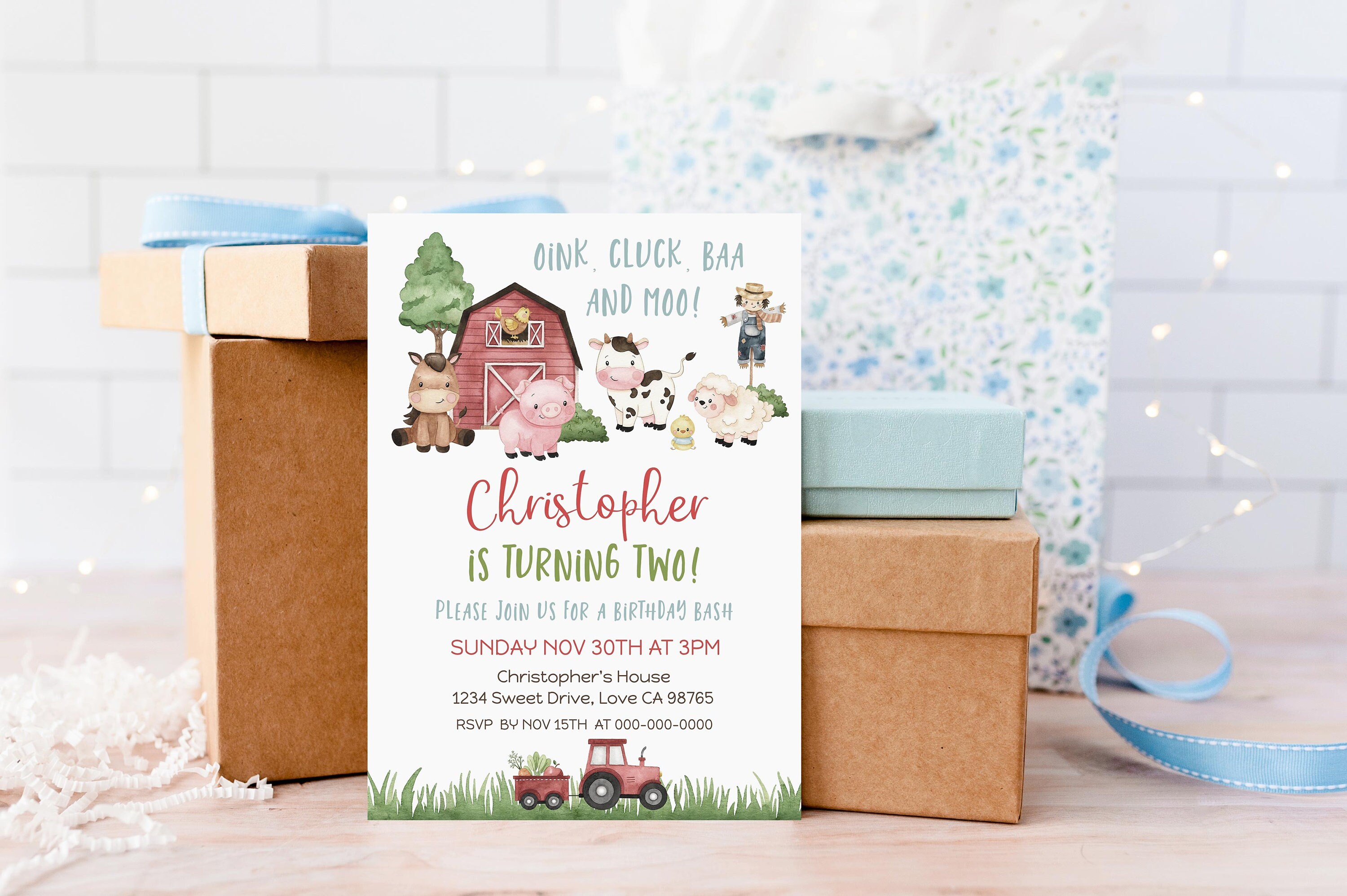 Barnyard Bash Birthday Invitation Farm Animals Party | Etsy