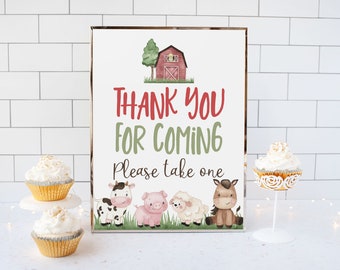 Thank you for coming sign, Farm birthday decorations, Farm baby shower decorations, Farm animals party printables, Barnyard party sign- 11i