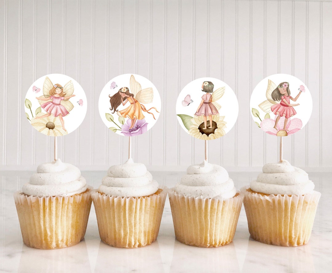 Fairy Cupcake Toppers, Fairy Birthday Party Decorations, Floral Fairy ...