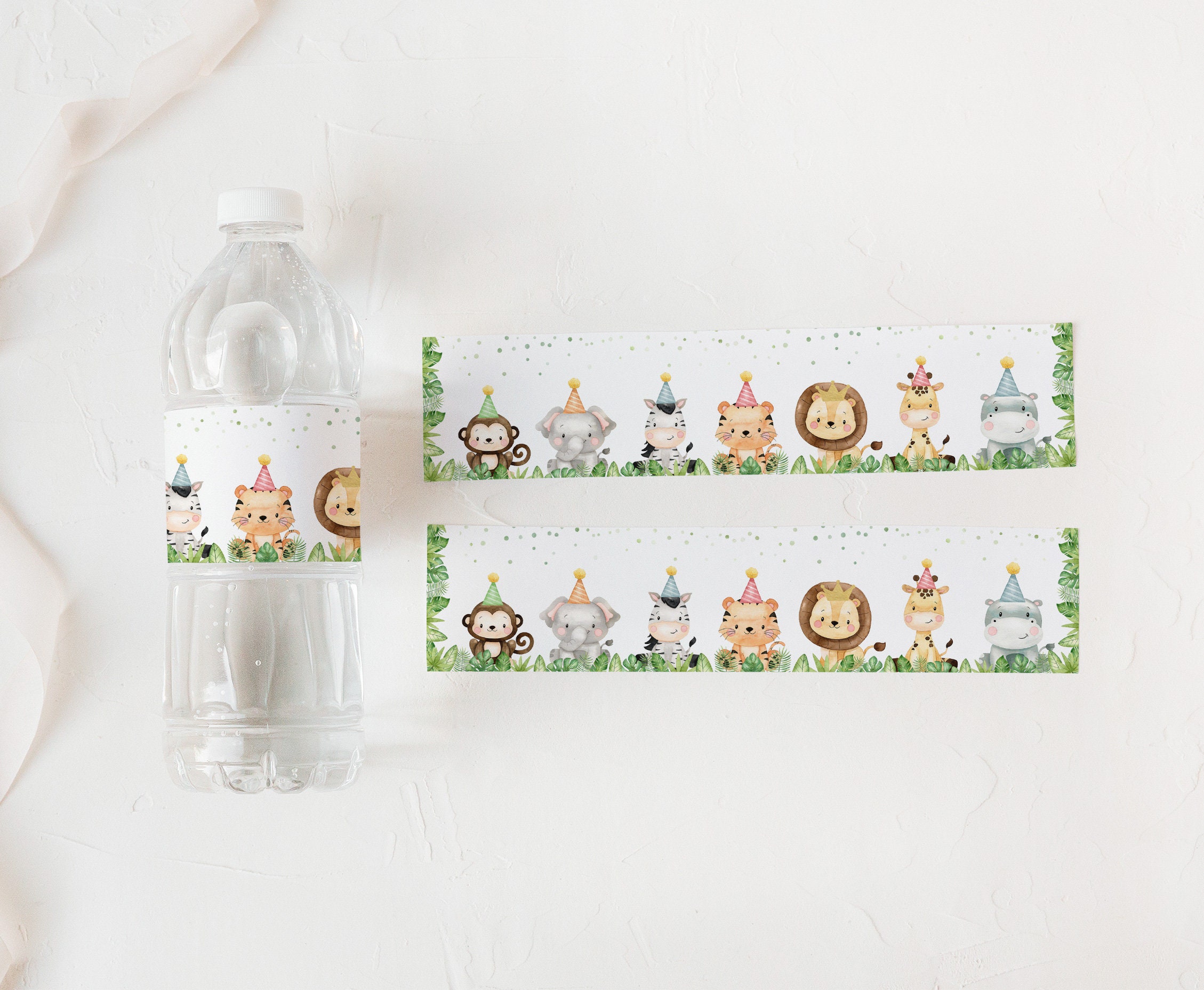 Safari animals water labels Safari Birthday decor for Boys Birthday water bottle labels Jungle theme party printable labels