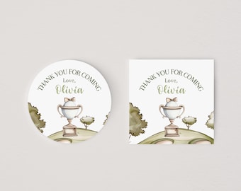 Editable Golf Birthday Party Tags, Round Square Gift Tags, Girl Golf Thank You Tags, Golf Party Decor, Golf Stickers, Golf Favor Tags - 121B