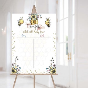 Bee Voting Sign, What will baby bee, Cast Your Vote poster, Gender Reveal vote board, Bee Baby Reveal Games, He or She, Boy or Girl 61A image 5