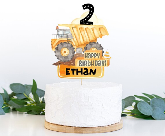 EDITABLE Construction cake topper, Construction birthday decorations, Construction Centerpiece, Dump truck party decor - 07A Il_570xn