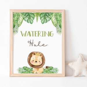 Watering Hole Sign, Drink table sign, Safari table sign, Safari birthday decorations, Jungle Animals Baby shower boy, Lion Baby Shower 35E image 8