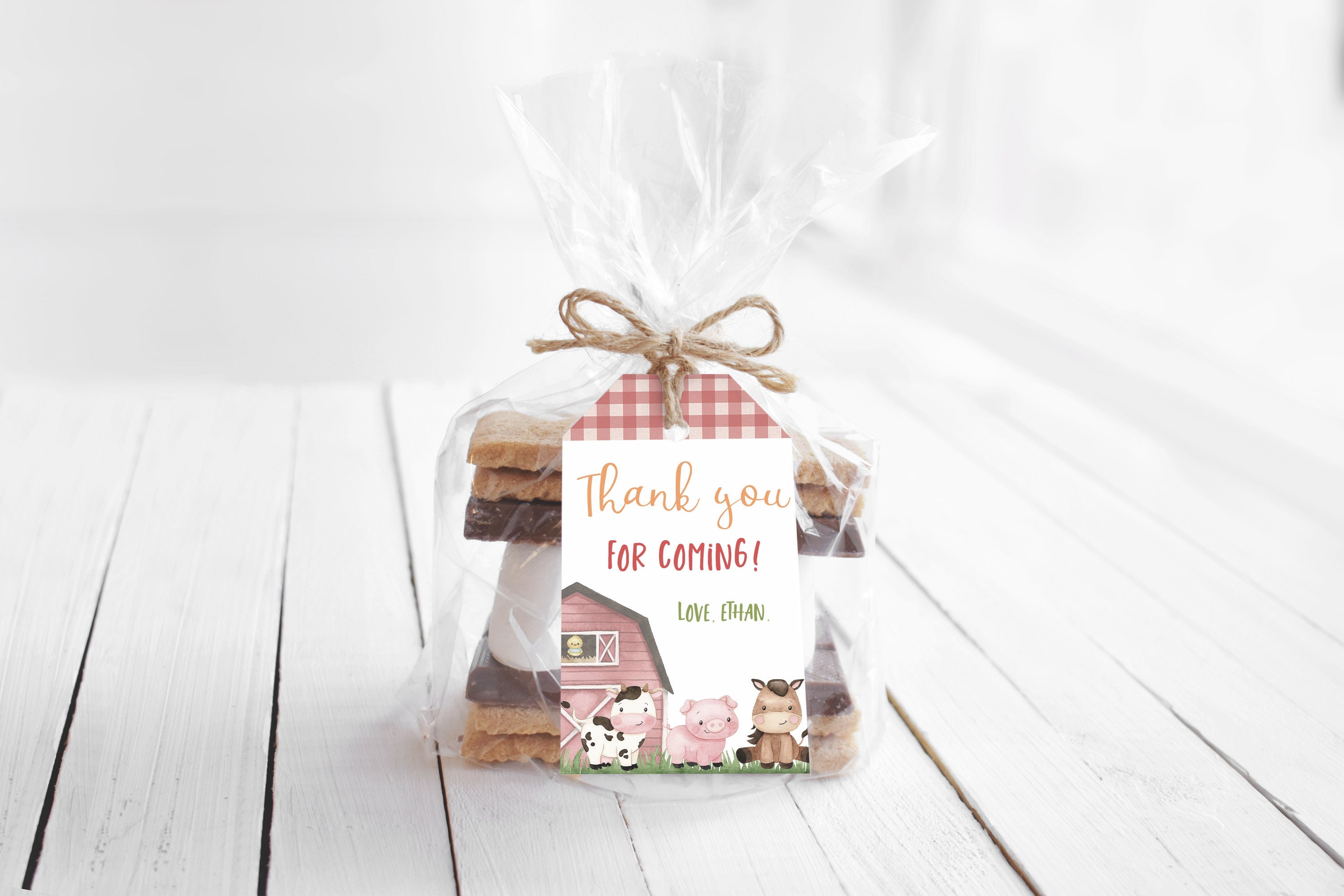 Farm Thank You Tags, Editable Farm Animals Birthday Favor Tags Boy ...