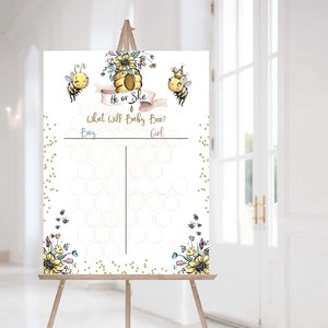 Bee Voting Sign, What will baby bee, Cast Your Vote poster, Gender Reveal vote board, Bee Baby Reveal Games, He or She, Boy or Girl 61A image 9