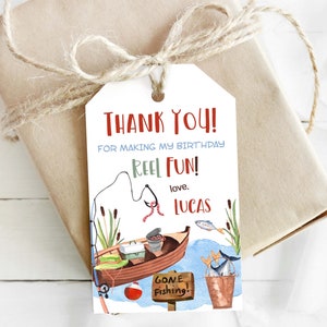 Fishing thank you Tags, Editable fishing favor tags, Fishing Birthday Decorations,  Fishing Party Printable Labels, Fishing gifts tags - 97A