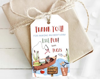 Fishing thank you Tags, Editable fishing favor tags, Fishing Birthday Decorations,  Fishing Party Printable Labels, Fishing gifts tags - 97A