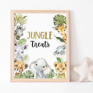 Jungle Treats Sign, Safari table sign, Safari birthday decorations, Jungle theme, Safari Animals Baby shower printables, Jungle Sign - 35A