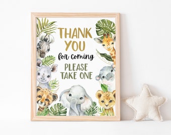 Thank you for coming sign, Safari baby shower decorations, Jungle animals party printables, Jungle party signs, Safari Table sign - 35A