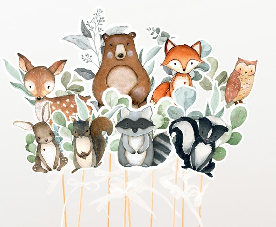Woodland Animals Centerpieces, Woodland party decor, Woodland birthday cake topper, Forest printable centerpieces, Woodland Baby Shower 47J1 Il_570xn