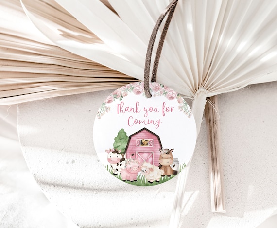 Farm Thank you tags, Thank yo for coming tags, Farm party Decorations, Barnyard gift tags, Cow round Tags, Farm stickers labels - 11A Il_570xn