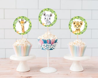 Safari cupcake toppers 2", Birthday cupcake picks boy, Jungle theme party printables - 35A1