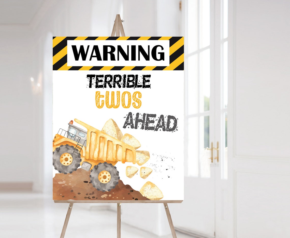 Terrible Twos Party Sign Construction Welcome Sign Instant - Etsy