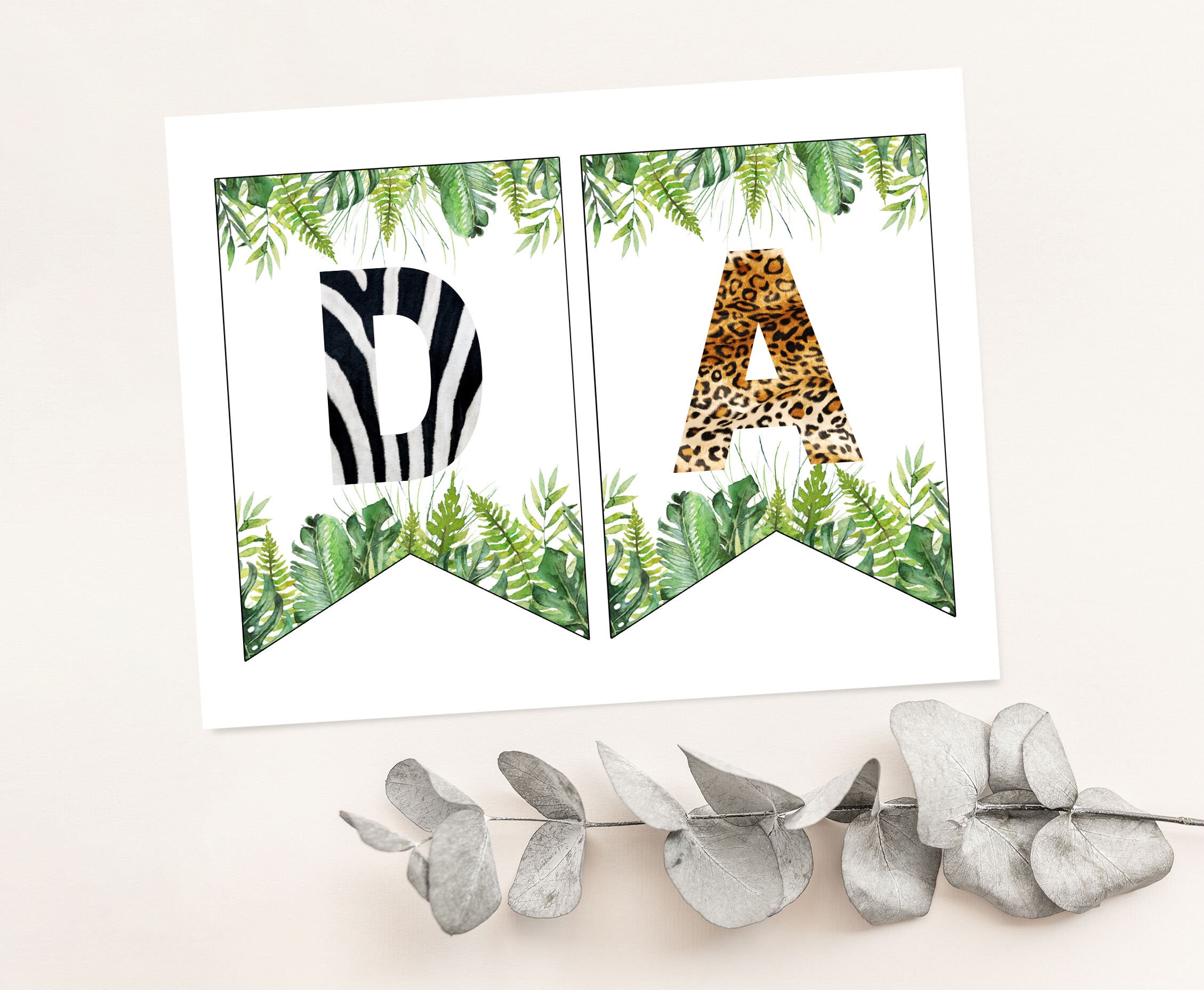 Ali's Creationz Banner Compleanno Safari Jungle – Set Con Striscione E Foto Banner 1° Anno, 13 Card Da Neonato A 12 Mesi, Con Pioli E Nastri - 2
