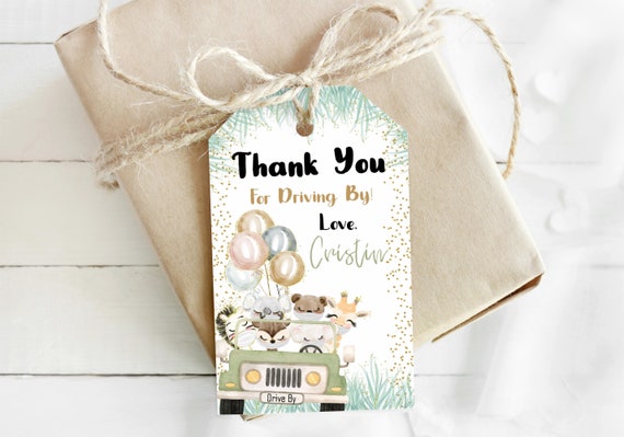 Editable Safari Animals With Masks Drive By Thank You Tags Etsy