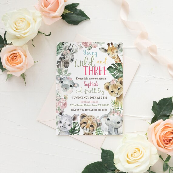 Jeune Fille Sauvage Et Trois Invitations Anniversaire De Etsy France