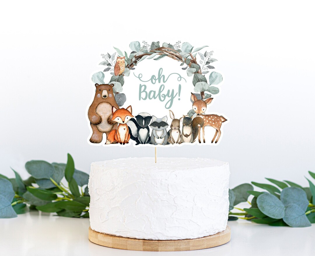 Woodland Animals Cake Topper Woodland Centerpiece Oh Baby Etsy