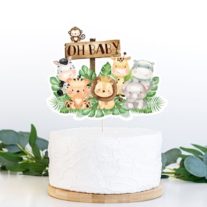 Safari Baby Shower cake topper, Safari Centerpiece, Jungle theme Baby Shower table decor, Safari animals Baby Shower decorations  35E