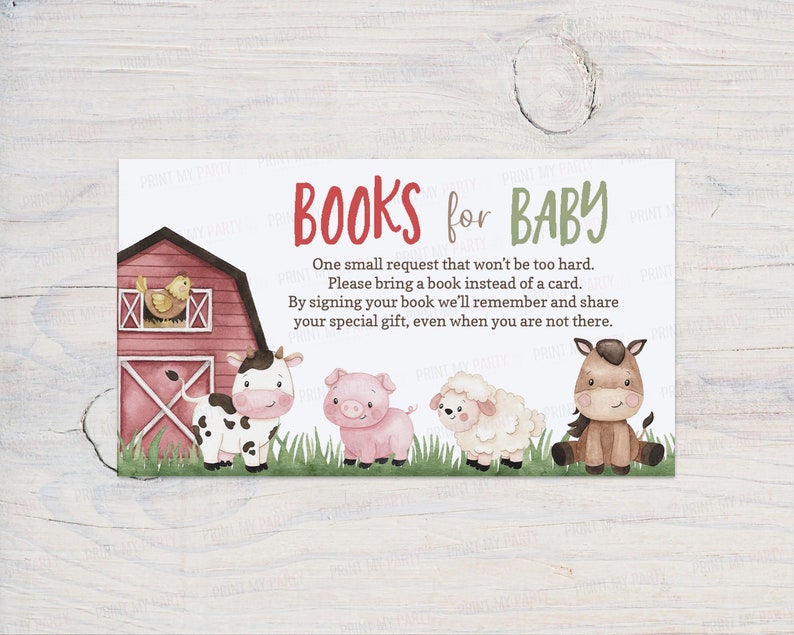 Books for Baby Request Farm Baby Shower Invitation Insert Etsy