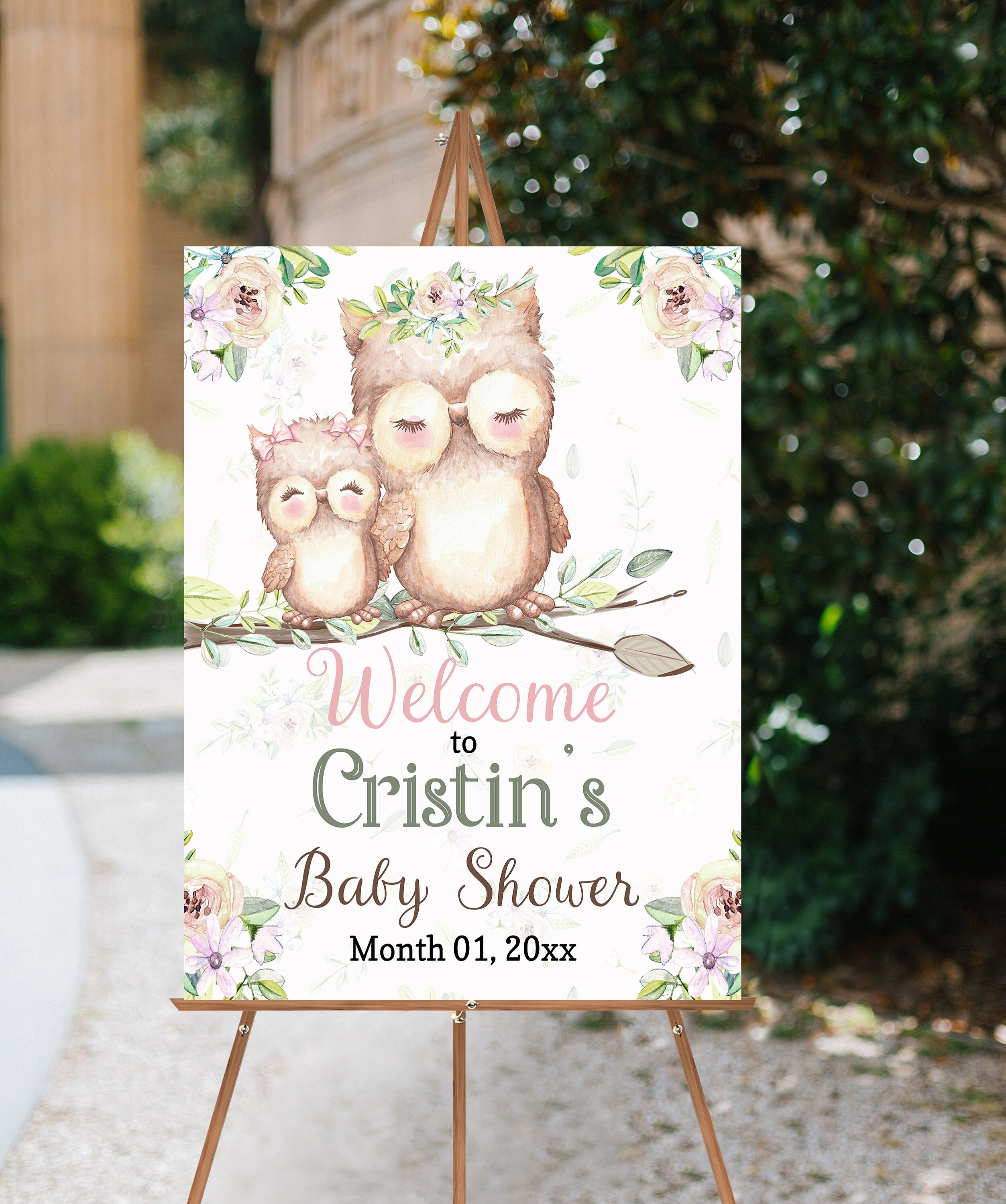 EDITABLE Owl Welcome Sign Girl Baby Shower Decorations Owl - Etsy