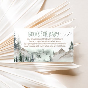 Bosboeken voor babyverzoek, berguitnodiging babyshower, kaart met boekverzoek afdrukbaar, breng een boek mee in plaats van een kaart - 47 uur