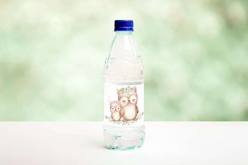 Owl water labels Owl theme printable labels Baby shower water bottle labels girl 78A2