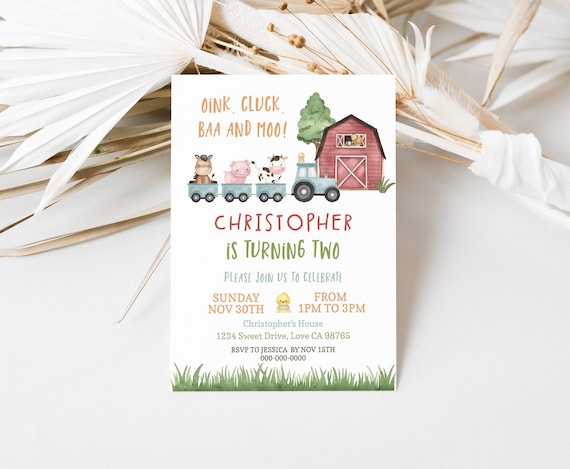 Barnyard bash birthday invitation, Farm animals party invitations ...