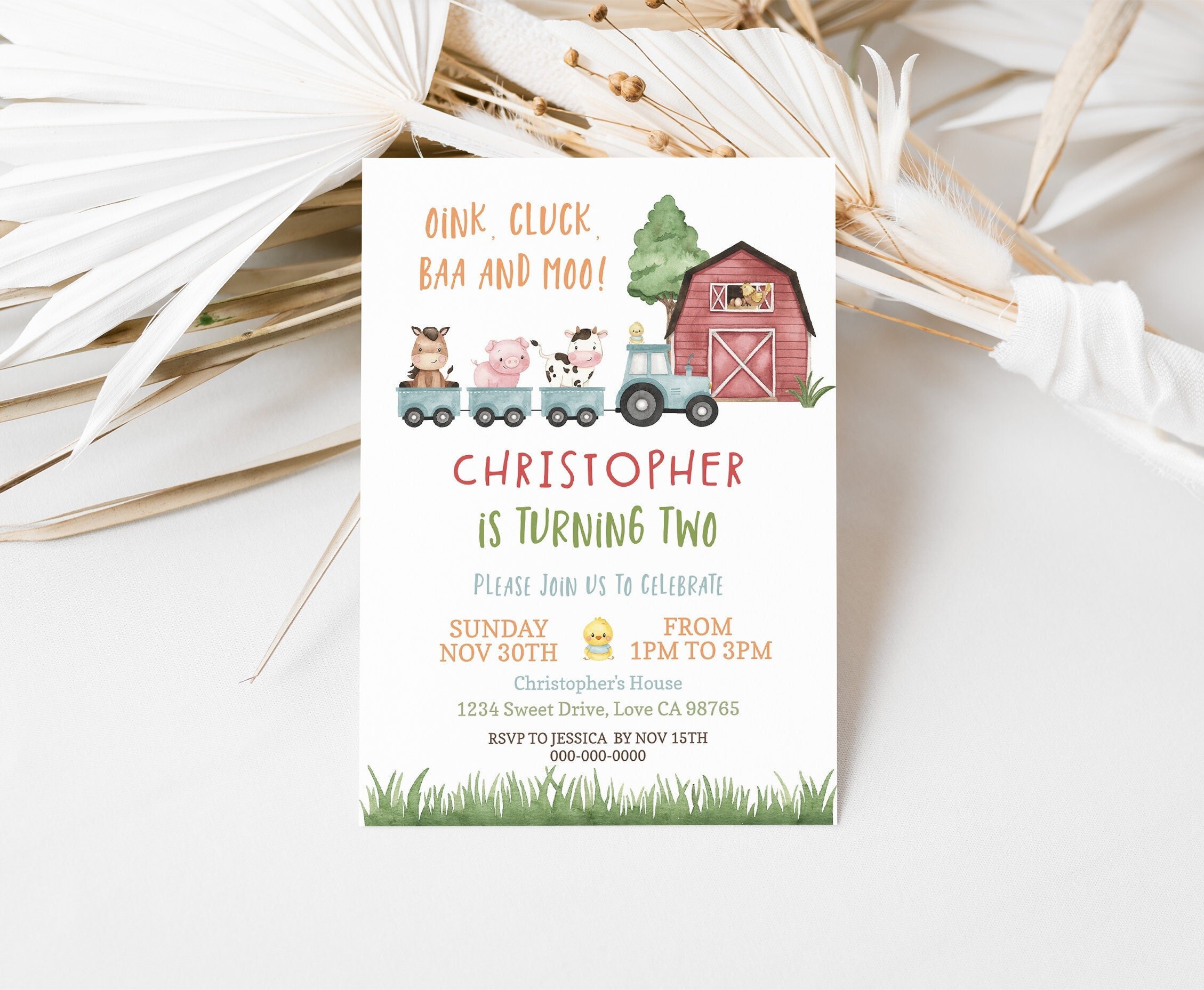 Barnyard Bash Birthday Invitation, Farm Animals Party Invitations ...