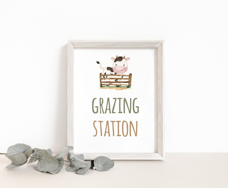 Grazing Station Sign Farm Birthday Food Table Signs Farm Etsy
