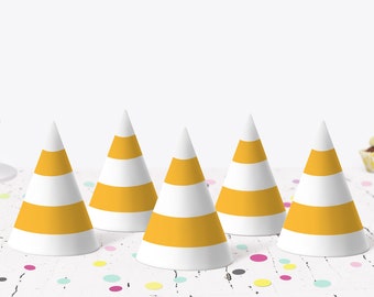 Construction party hat, Construction Cone hat Printable, Construction birthday decorations, Dump truck party decor, Instant Download - 07A