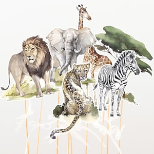 Safari Centerpieces, Safari party table decor, Jungle birthday cake topper, Baby shower decorations, Jungle printable center pieces - 35I